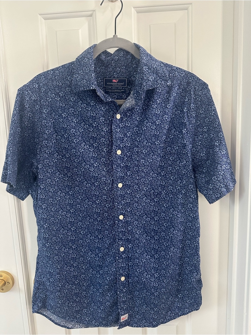 Vineyard Vines Navy Blue Floral Short-Sleeve Button-Down Shirt